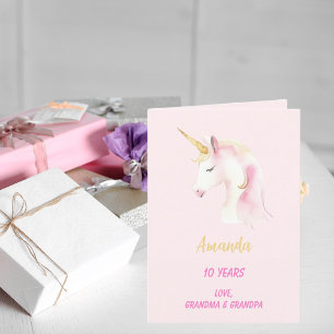 Eenhoorn roze foto meisje verjaardag kaart