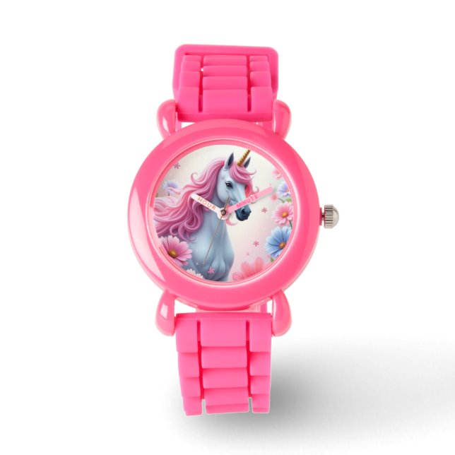 Eenhoorn Roze Glitter horloge (Voorkant)