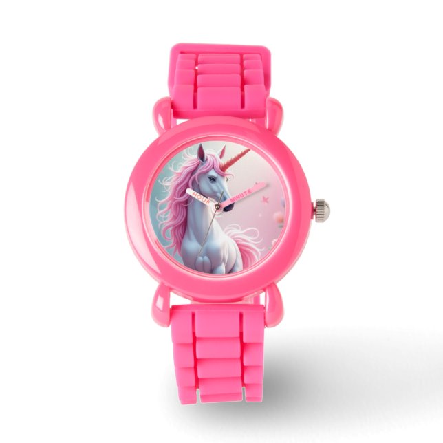 Eenhoorn Roze Glitter horloge (Voorkant)
