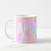 Eenhoorn roze glitter monogram holografisch koffiemok (Links)
