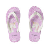 Eenhoorn roze glitter naam meisje kinder teenslippers (Voetbed)