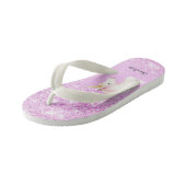 Eenhoorn roze glitter naam meisje kinder teenslippers (Schuin)