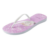 Eenhoorn roze glitter naam teenslippers (Schuin)