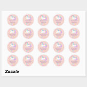 Eenhoorn Roze Glitter Party Favor Bedankt Ronde Sticker (Vel)