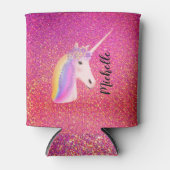 Eenhoorn Roze Glitter Sparkle Gepersonaliseerd Blikjeskoeler (Voorkant)