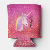 Eenhoorn Roze Glitter Sparkle Gepersonaliseerd Blikjeskoeler (Achterkant)