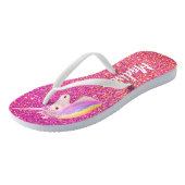 Eenhoorn Roze Glitter Sparkles Gepersonaliseerd Teenslippers (Schuin)