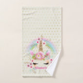 Eenhoorn Roze Goud Glitters Uiterlijk Naam Meisjes Bad Handdoek (Handdoek)