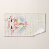Eenhoorn Roze Goud Glitters Uiterlijk Naam Meisjes Bad Handdoek (Handdoek)