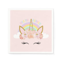 Eenhoorn Roze & Goud Party Servetten