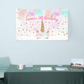 Eenhoorn Roze & Goud Verjaardag Spandoek (Beurs)
