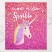 Eenhoorn Roze Gouden Glitter Inspirerend Quote Wijn Etiket (Enkel label)