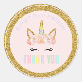 Eenhoorn Roze & Gouden Party Favor Label Sticker S
