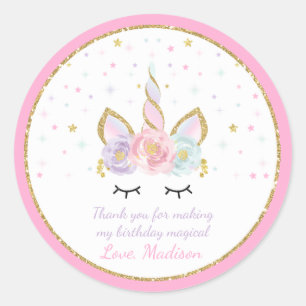 Eenhoorn Roze & Gouden Party Favor Label Sticker S