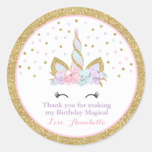 Eenhoorn Roze & Gouden Party Favor Label Sticker S