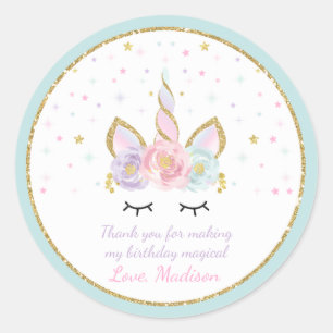 Eenhoorn Roze & Gouden Party Favor Label Sticker S
