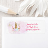 Eenhoorn Roze Gouden Verjaardag Adres Etiket (Insitu)