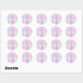 Eenhoorn roze holografische verjaardag ronde sticker (Vel)
