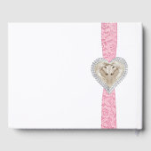 Eenhoorn roze kant lint bruiloft gastenboek (Achterkant)