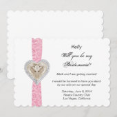 Eenhoorn Roze Kant Trouw Bruidsmeisje Kaart (Voorkant / Achterkant)