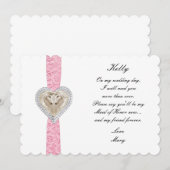 Eenhoorn Roze Kant Trouw Bruidsmeisje Van Eer Card Kaart (Voorkant / Achterkant)