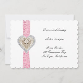 Eenhoorn Roze Kant Trouw Receptie Kaart
