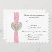 Eenhoorn Roze Kant Trouwreactiekaart Kaart (Voorkant / Achterkant)