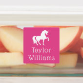 Eenhoorn roze lijm waterdichte kinder naam labels (Aangebracht)