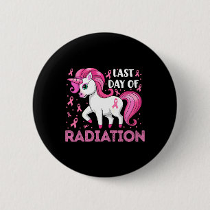 Eenhoorn roze lint laatste dag van bestraling bors ronde button 5,7 cm