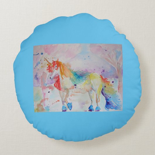 Eenhoorn Roze Meisjes Droomkussen Rond Kussen (Achterkant)