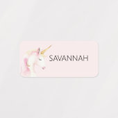 Eenhoorn roze naam meisje labels (Design 1)