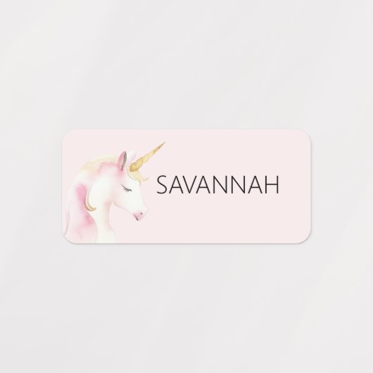 Eenhoorn roze naam meisje labels (Design 1)