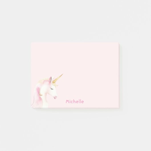 Eenhoorn roze naam meisje post-it® notes (Voorkant)