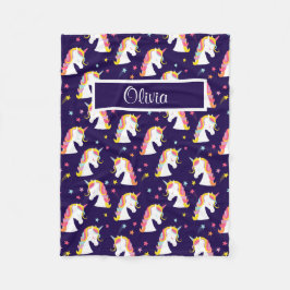 Eenhoorn Roze Paarse Baby Naam Fleece Deken