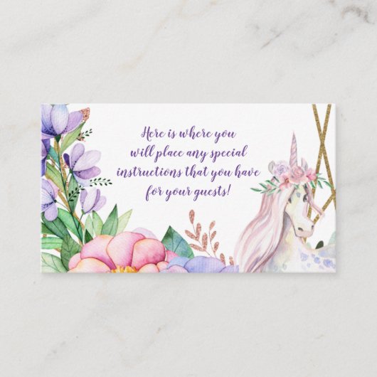 Eenhoorn Roze Paarse Bloem Informatiekaartje (Voorkant)