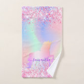 Eenhoorn roze paarse confetti naam meisje bad handdoek (Handdoek)