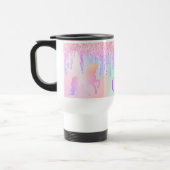 Eenhoorn roze paarse druppels monogram holografisc reisbeker (Links)