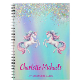 Eenhoorn roze paarse holografische terug naar scho notitieboek