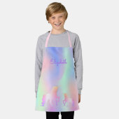 Eenhoorn roze paarse munt groene naam holografisch schort (Gedragen)