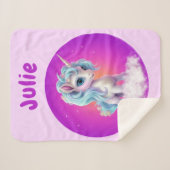 Eenhoorn roze paarse naam sherpa deken (Voorkant (horizontaal))