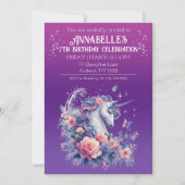  eenhoorn roze Paarse ombre meisjes verjaardag Kaart (Voorkant)