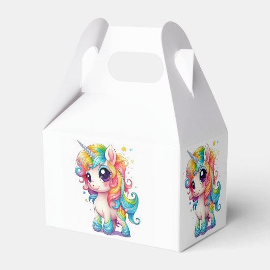 Eenhoorn roze Paarse regenboog grillige bruiloft Bedankdoosjes (Achterkant)