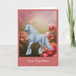 Eenhoorn Roze Rozen Fantasie Paard Fotokaart Kaart