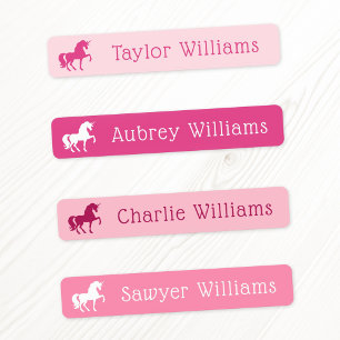 Eenhoorn roze tinten kinder waterdichte naam labels