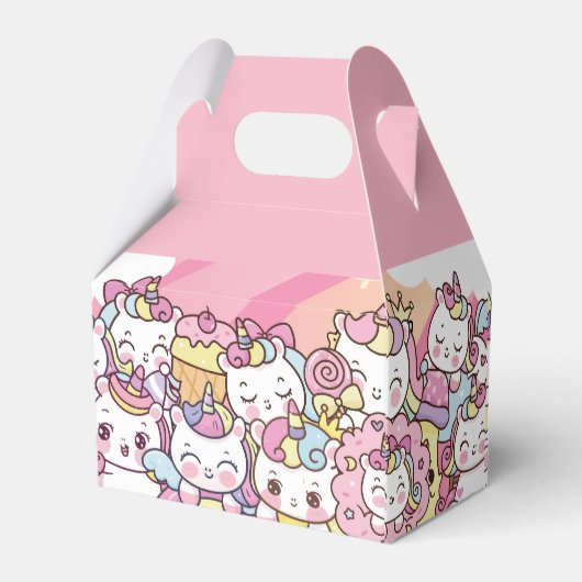 Eenhoorn roze verjaardagsfeestje bedankdoosjes (Achterkant)