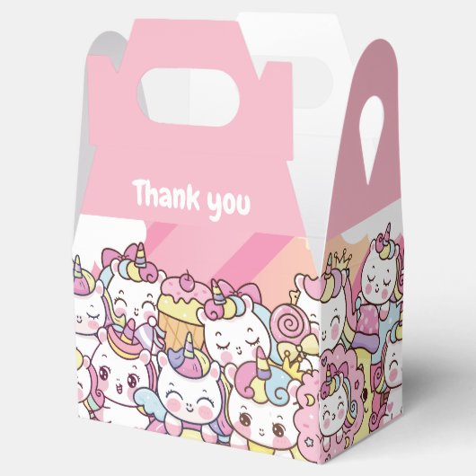 Eenhoorn roze verjaardagsfeestje bedankdoosjes (Geopend)