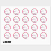 Eenhoorn roze verjaardagsfeestje ronde sticker (Vel)