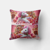 Eenhoorn roze vrolijke kerst kussen (Achterkant)