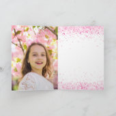 Eenhoorn roze wit foto verjaardag kaart (Binnen)