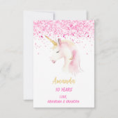 Eenhoorn roze wit gelukkig verjaardag kaart (Voorkant)